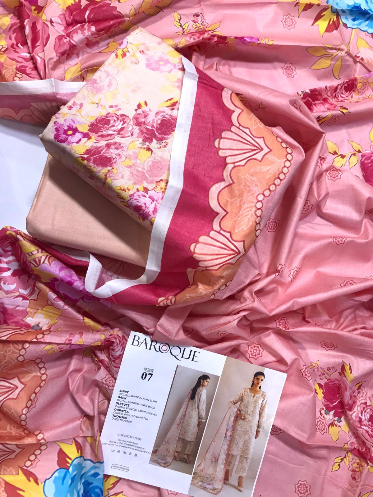 Rosé Garden Charm – 3Pcs Lawn Suit