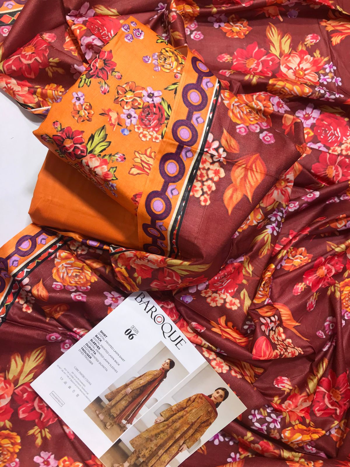Maroon Sunset Bloom – 3Pcs Lawn Suit